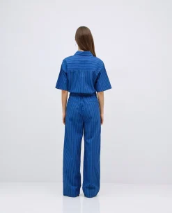YERSE Mono largo rayas algodón azul oscuro Clearance