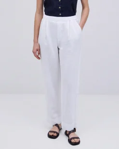 YERSE Pantalones 100% lino blanco Clearance