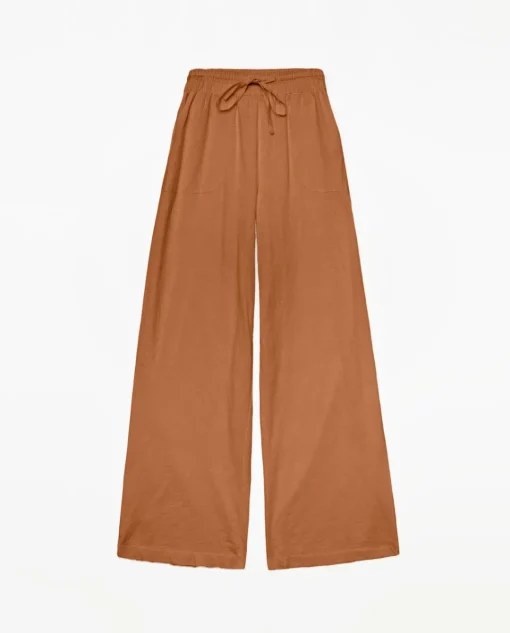 YERSE Pantalones algodón cintura elástica terracota Clearance