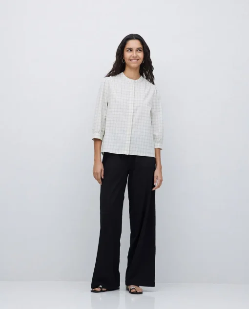 YERSE Pantalones algodón cintura elástica negro Hot