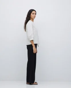 YERSE Pantalones algodón cintura elástica negro Hot