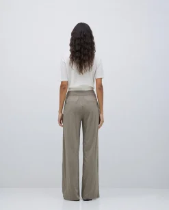 YERSE Pantalones algodón cintura elástica caqui Online