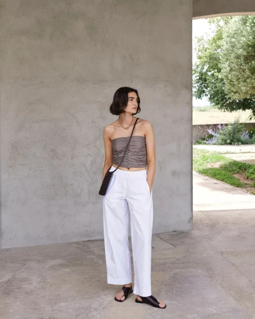 YERSE Pantalones balloon fit 100% algodón blanco Hot