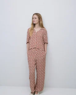 YERSE Pantalones cropped terracota Hot
