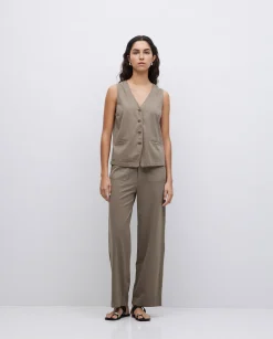 YERSE Pantalones de punto algodón caqui New