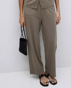 YERSE Pantalones de punto algodón caqui New