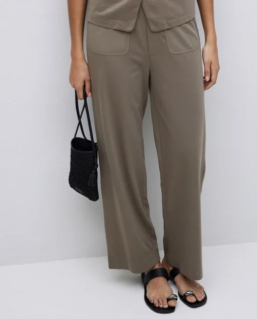 YERSE Pantalones de punto algodón caqui New