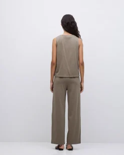 YERSE Pantalones de punto algodón caqui New