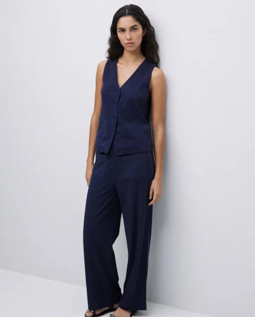 YERSE Pantalones de punto algodón azul oscuro Sale