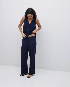 YERSE Pantalones de punto algodón azul oscuro Sale