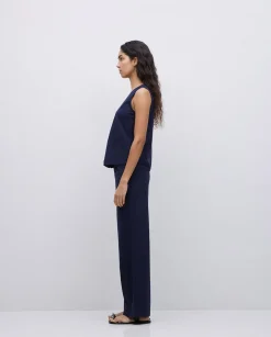 YERSE Pantalones de punto algodón azul oscuro Sale