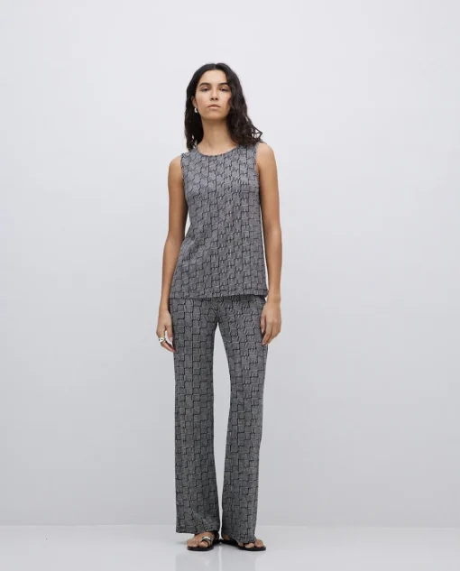 YERSE Pantalones flare geométrico negro Sale