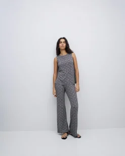 YERSE Pantalones flare geométrico negro Sale
