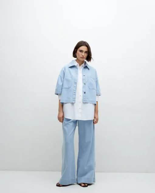 YERSE Pantalones palazzo denim azul Hot