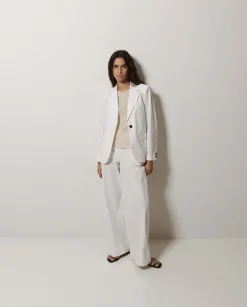 YERSE Pantalones popelín wide leg blanco Online