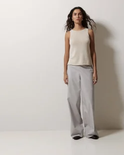 YERSE Pantalones popelín wide leg gris Outlet