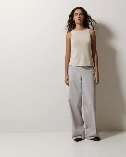 YERSE Pantalones popelín wide leg gris Outlet
