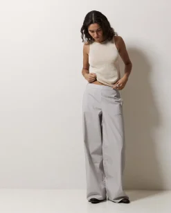 YERSE Pantalones popelín wide leg gris Outlet