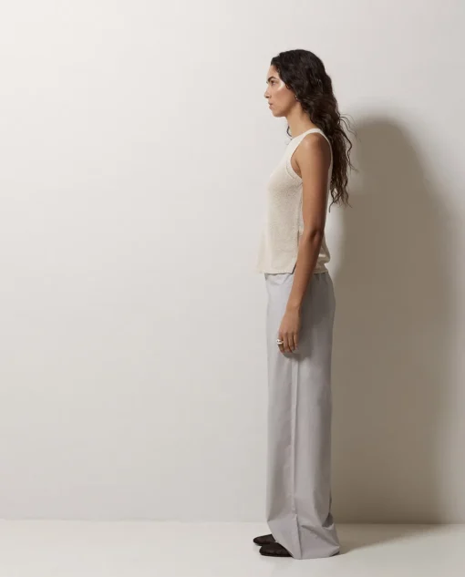 YERSE Pantalones popelín wide leg gris Outlet