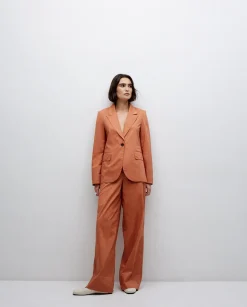 YERSE Pantalones popelín wide leg terracota Hot
