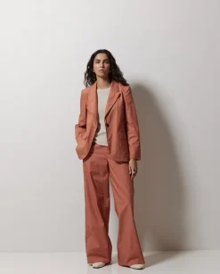 YERSE Pantalones popelín wide leg terracota Hot