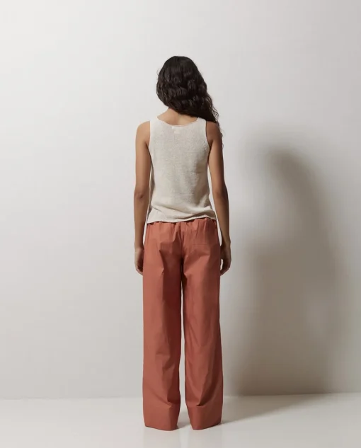 YERSE Pantalones popelín wide leg terracota Hot