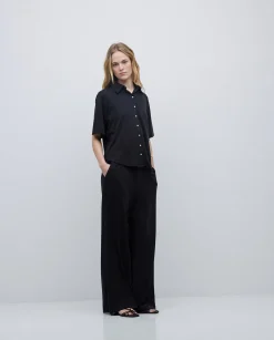 YERSE Pantalones punto fluidos negro Discount