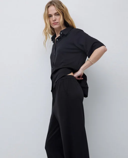 YERSE Pantalones punto fluidos negro Discount