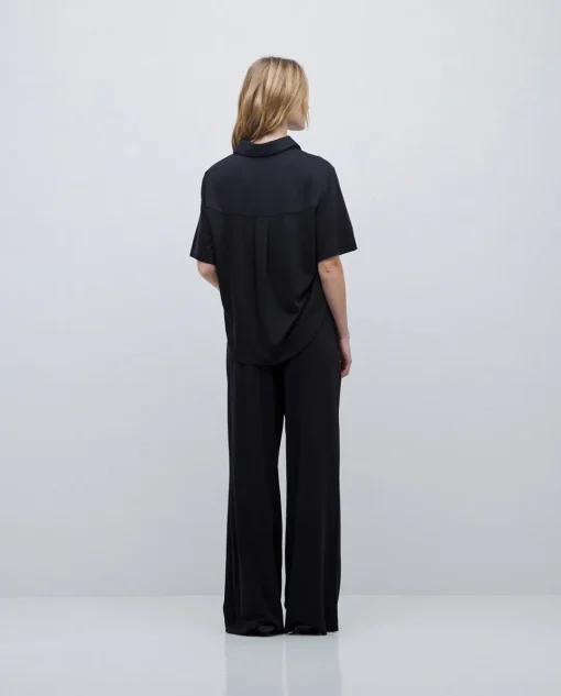 YERSE Pantalones punto fluidos negro Discount