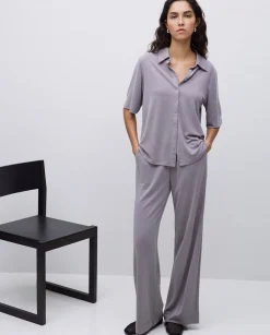 YERSE Pantalones punto fluidos gris Online