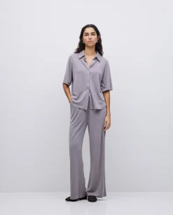 YERSE Pantalones punto fluidos gris Online