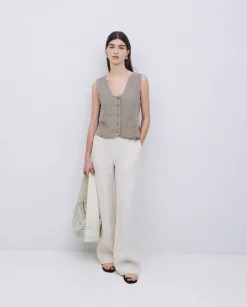 YERSE Pantalones rectos lino crudo Sale