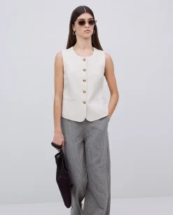 YERSE Pantalones rectos rayas azul grisáceo Online