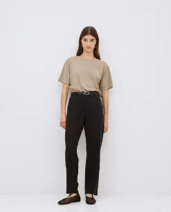 YERSE Pantalones rectos tencel negro Online
