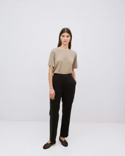 YERSE Pantalones rectos tencel negro Online