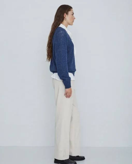 YERSE Pantalones sarga de algodón rectos crudo Hot