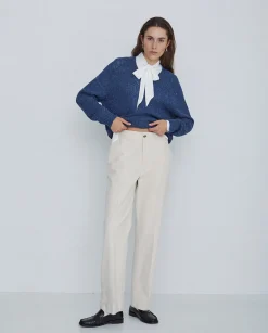 YERSE Pantalones sarga de algodón rectos crudo Hot
