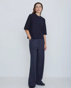 YERSE Pantalones wide leg azul marino Sale