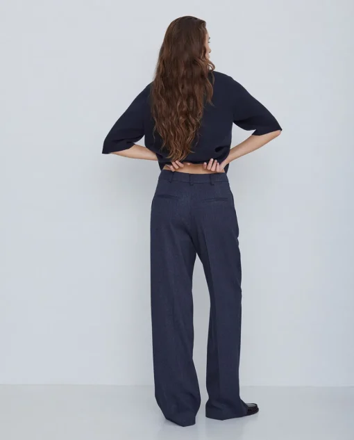 YERSE Pantalones wide leg azul marino Sale