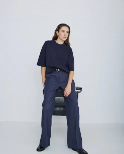 YERSE Pantalones wide leg azul marino Sale