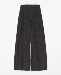 YERSE Pantalones wide leg bordado negro Hot