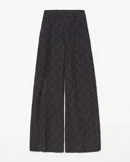 YERSE Pantalones wide leg bordado negro Hot