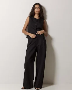 YERSE Pantalones wide leg pinzas negro Online