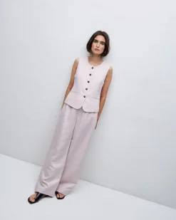 YERSE Pantalones wide leg pinzas rosa Discount
