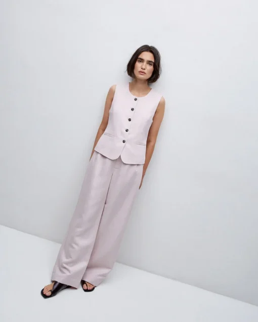 YERSE Pantalones wide leg pinzas rosa Discount