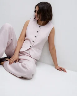 YERSE Pantalones wide leg pinzas rosa Discount
