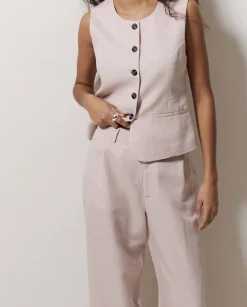 YERSE Pantalones wide leg pinzas rosa Discount