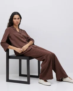 YERSE Pantalones wide leg tencel marrón Hot