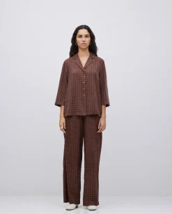 YERSE Pantalones wide leg tencel marrón Hot