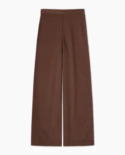 YERSE Pantalones wide leg tencel chocolate Outlet